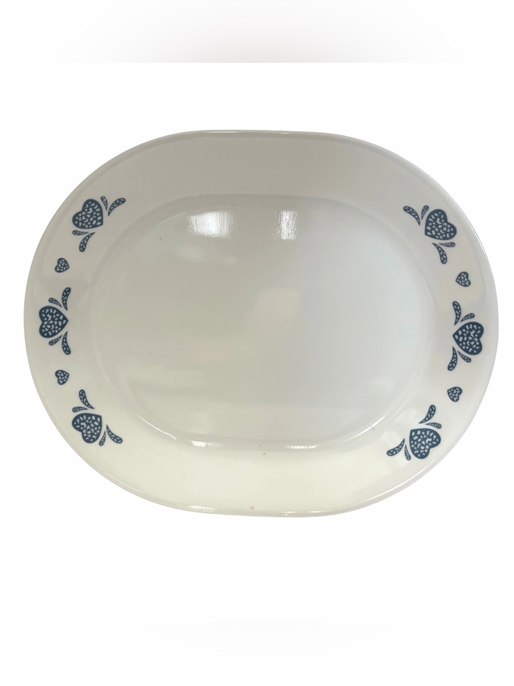 Vintage Corelle Blue Hearts 12” Oval Serving Platter